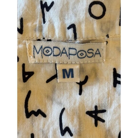 Modaposa‎ Dress Women Medium White Black Alphabet Cotton Alegra Mini Artsy - Picture 11 of 14